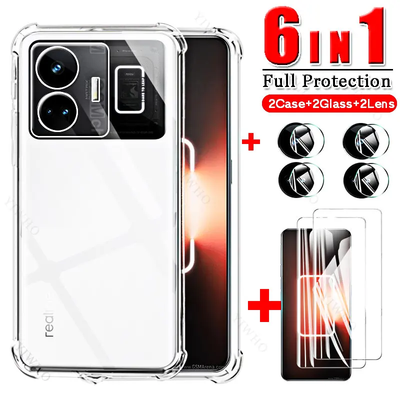 1to6 Realmi GT3 Case + Camere Screen Protector Tempered Glas for Realme Gt3 Gt2 Pro Neo3t 2t Neo3 Explorer Master Protect Fundas