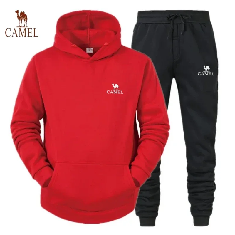 Spring and Autumn Men's and Women's Embroidered CAMEL Hoodie Set, New Fashionable and Casual Outdoor Sports Jogging Set