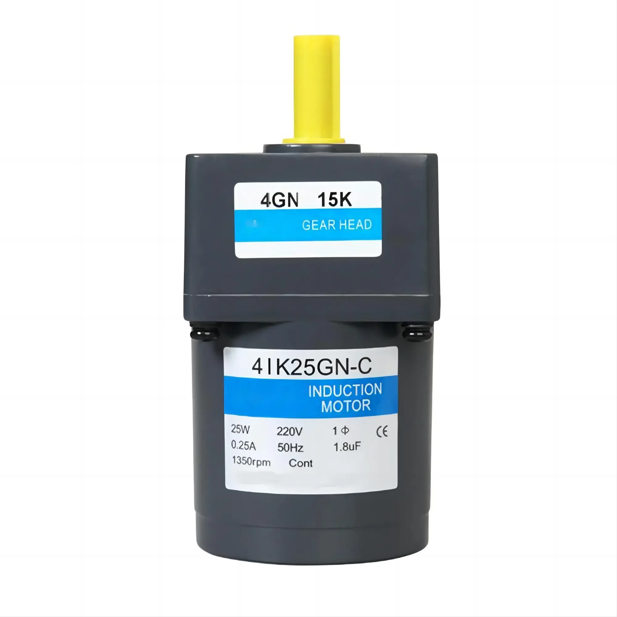 High Torque Low Rpm AC Induction Gear Motor 25W 80mm 110V-415V 50/60Hz Asynchronous Electric Motor
