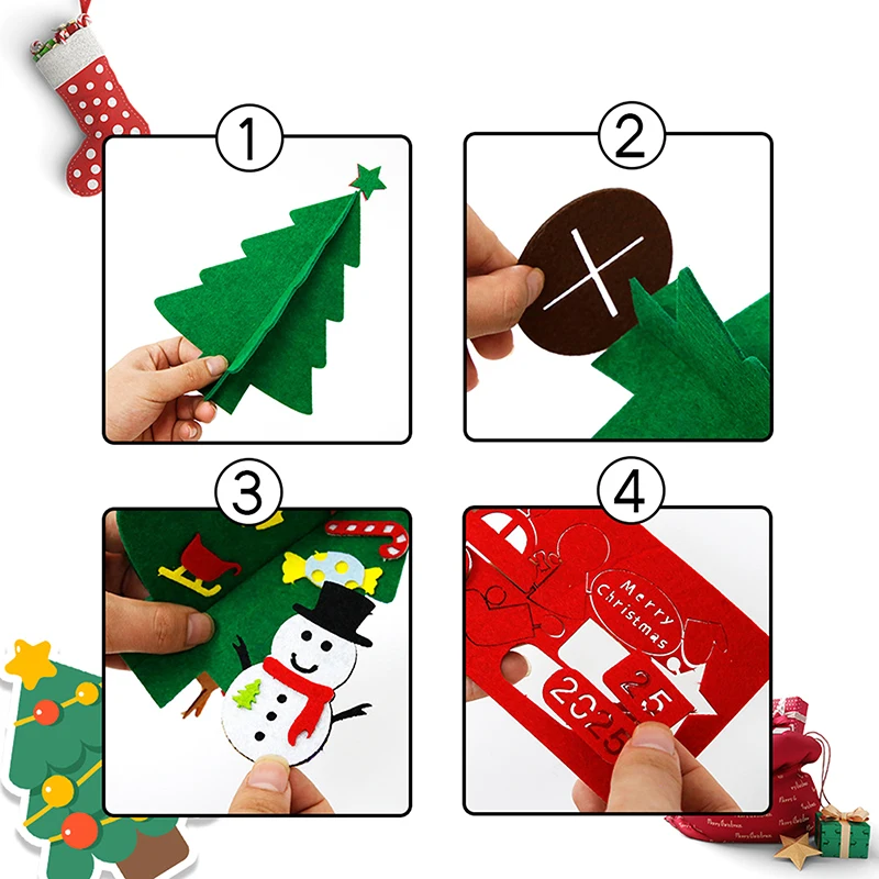 Diy kits de artesanato de árvore de natal para crianças decoração de natal brinquedos artesanais puzzle kit de artesanato crianças brinquedos presentes de natal