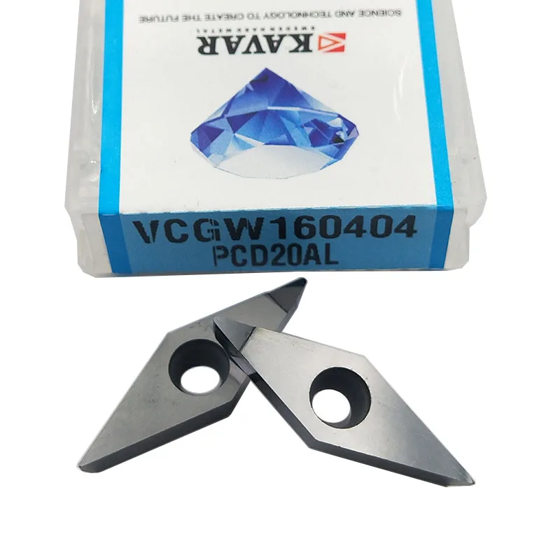 

VCGW 160404 PCD20 / VCGW 160408 Токарная пластина с ЧПУ PCD20 Поликристаллическая алмазная токарная пластина для алюминия