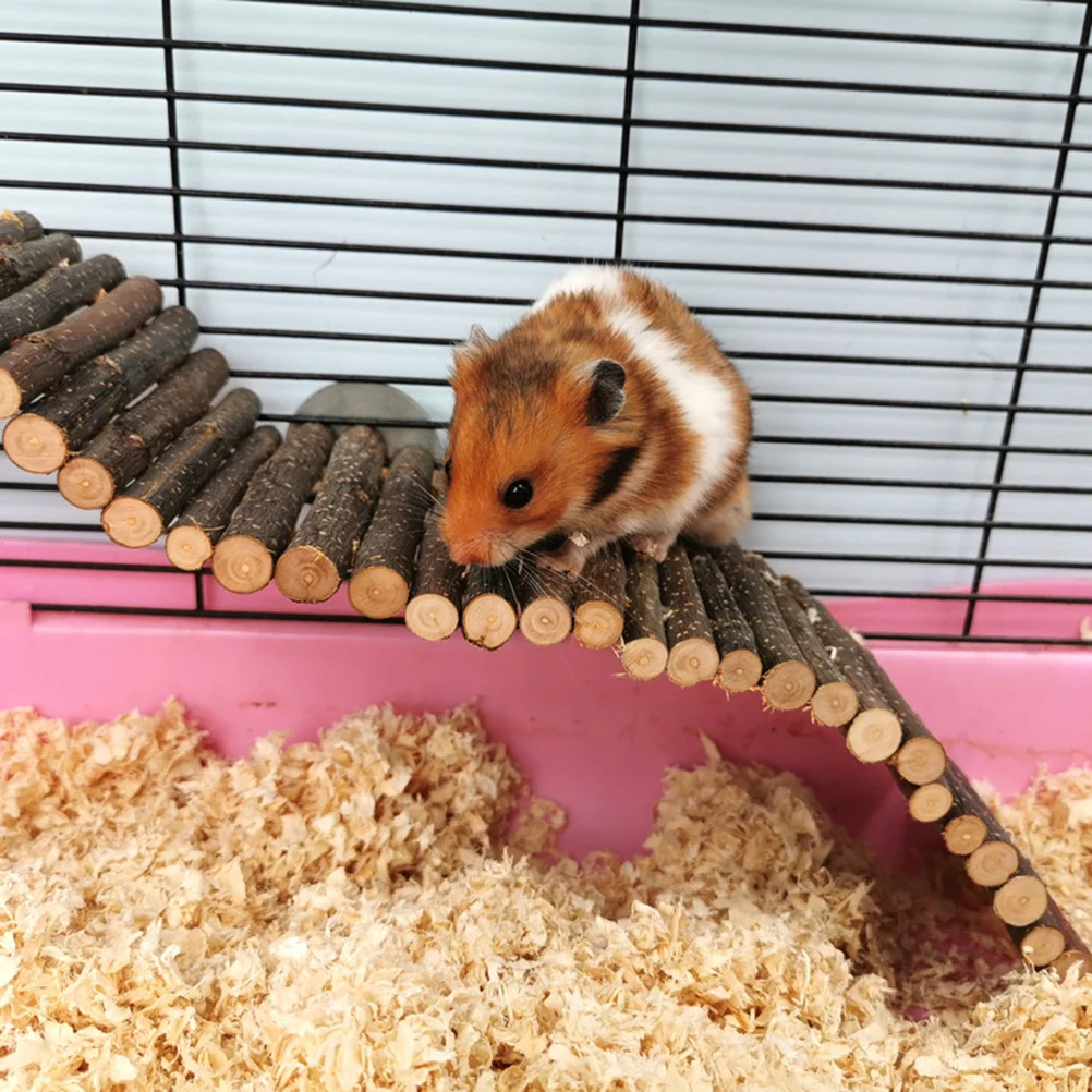 

40x8cm Natural Wood Squirrel Hanging Bridge Pet Climbing Ladder for Hamsters Mice Rats Play Chew Rest Spot Small Animal