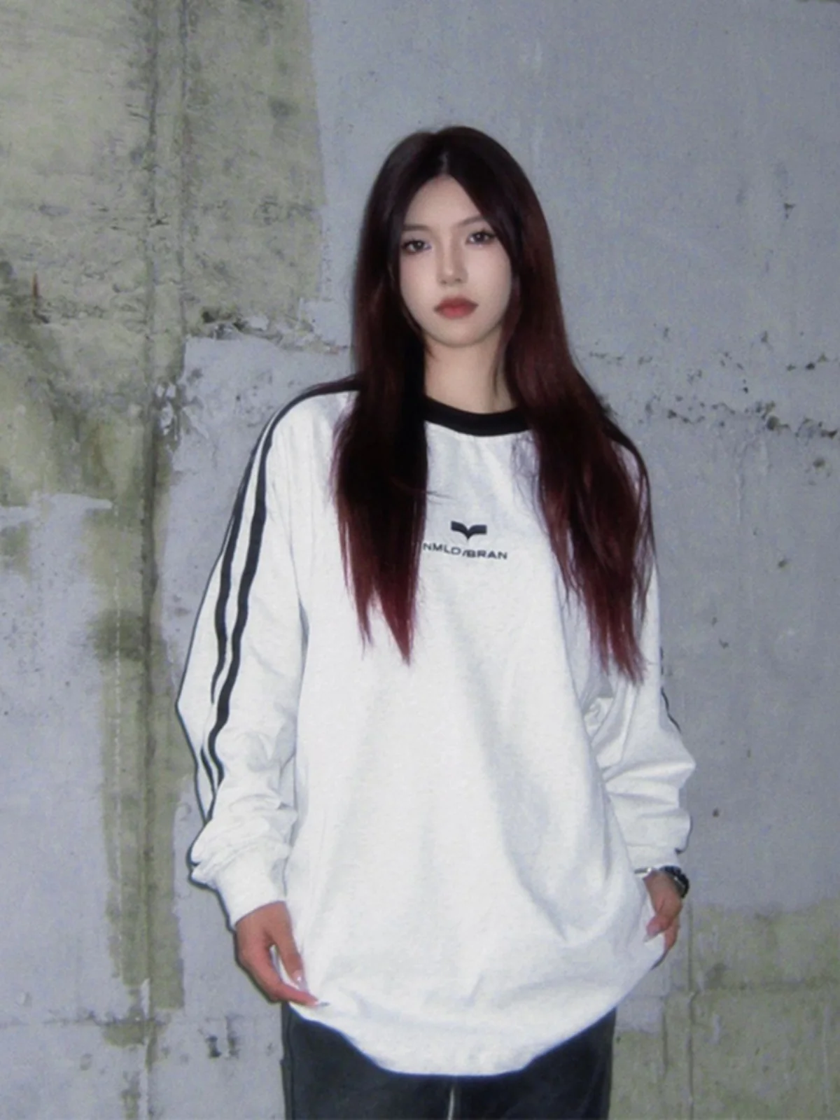 

Color Contrast Round Neck Sweater For Women In Spring And Autumn Oversize Slim, China-Chic Design, Casual Top