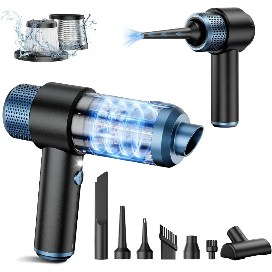 

Handheld Car Vacuum Cleaner Cordless, 15000PA High Power Vacuum & Air Duster, 4-in-1 Portable Mini Vacuum with LED Light, Hand H
