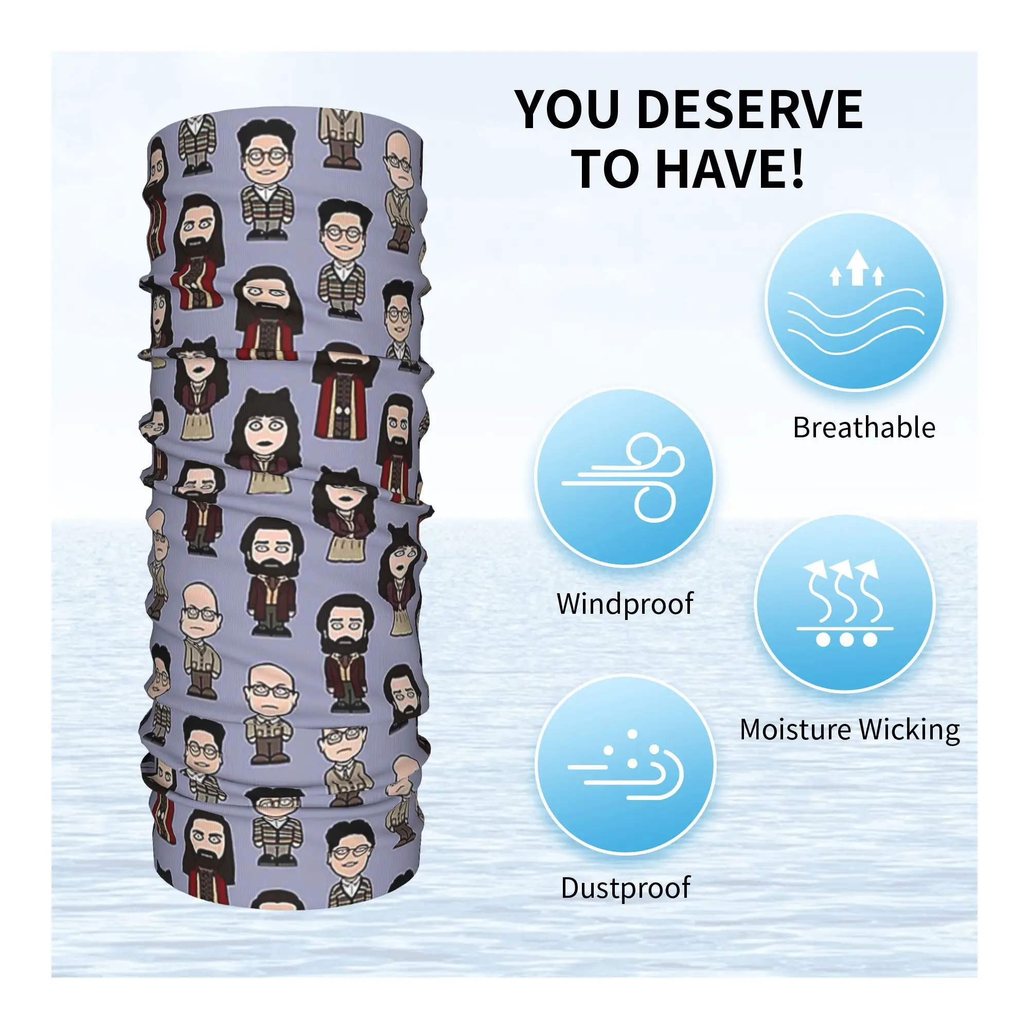 チーム What We Do In The Shadows バンダナ ネックゲートル プリント ラップ スカーフ 多用途 フェイスマスク ランニング ユニセックス 大人 防風