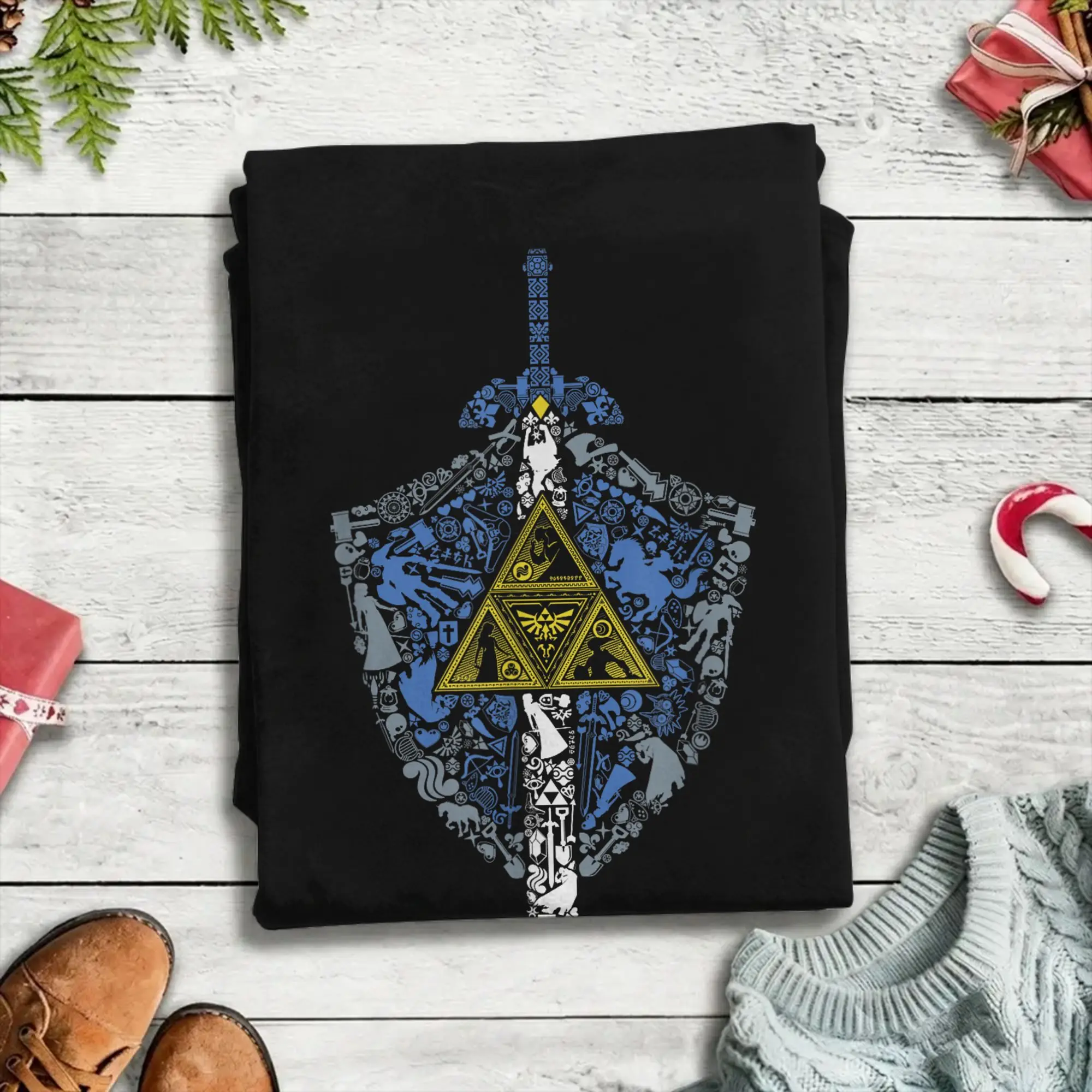 Zelda Hylian Shield Element Icons T-Shirt Sommer beliebte T-Shirts 100 % Baumwolle O-Ausschnitt Übergroße T-Shirts Kurzarm Y2K Lustige Tops – Detail 4