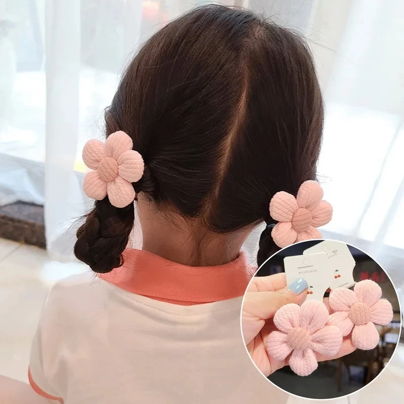 10pcs Colorful Flower Elastic Hair Rubber Bands Children Girls Sweet Bowknot Hair Tie Scrunchies Headrope Cute Hair Accessories