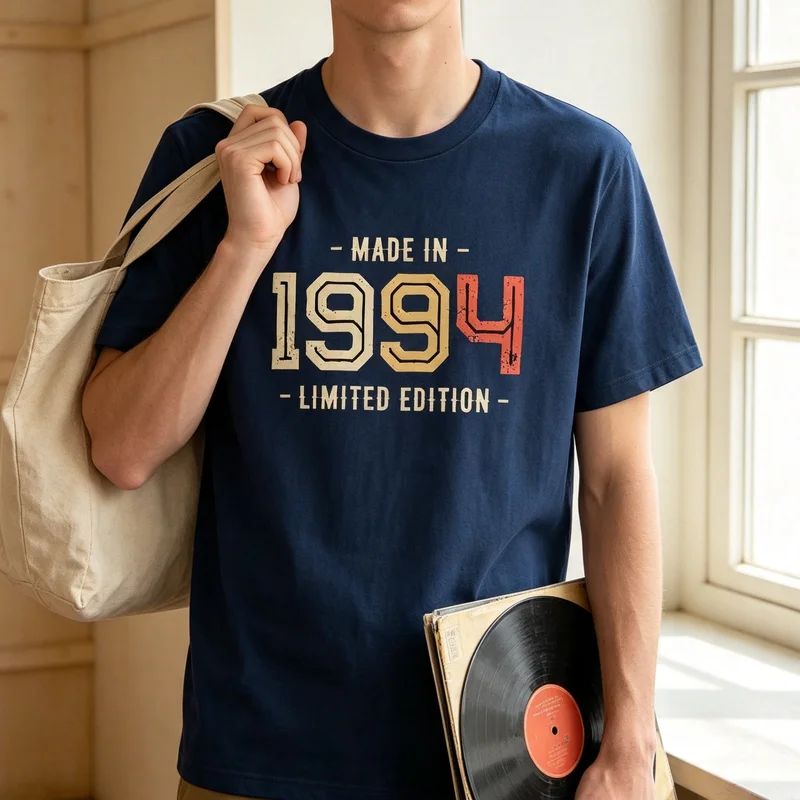 Made in 1994 Shirt Vintage Graphic Tee Retro Birth Year T-Shirt Casual Unisex Top with Classic 1994 Number for Birthday and Ever