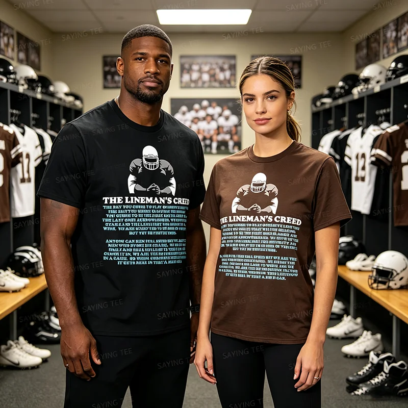 Offensivliner-Gelübde: Leben im Schatten O-Line T-Shirt Y2k Defensivliner-Ausrüstung Sportbekleidung Football-Sprücher-T-Shirt Neuheit – Detail 5