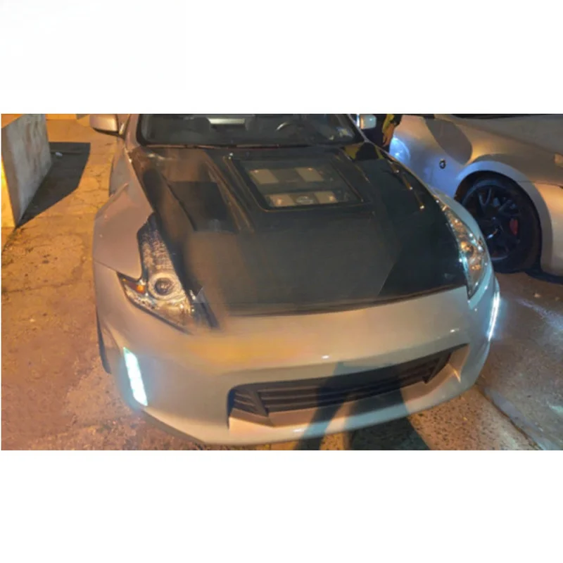 Hot Selling Lightweight Genuine Carbon Fiber Front Hood with Tempered Glass Replacement Tuning for 370Z Z34