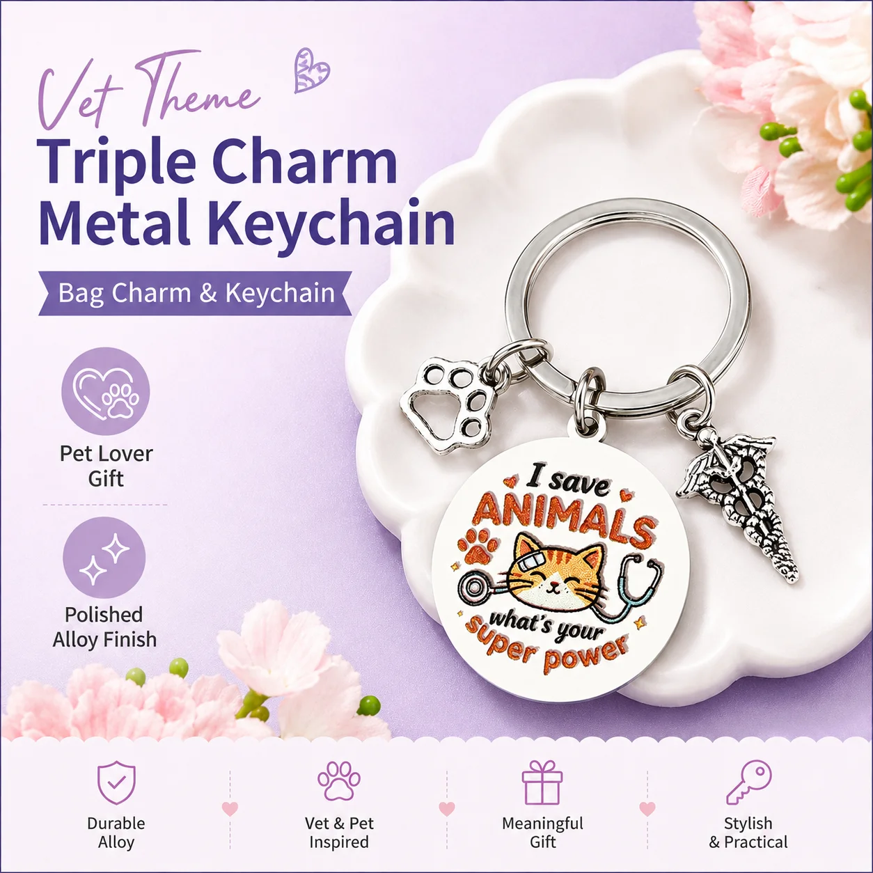 Vet Tech Veterinarian Keychain - Tech Accessories For Students ulasan dan harga