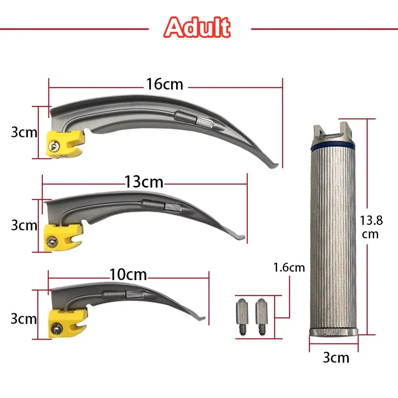 Imagem -03 - Anestesia Garganta Espelho com Luz Led Laringoscópio Adulto e Criança Anestesia Intubação Detecção Ferramenta Aço Inoxidável