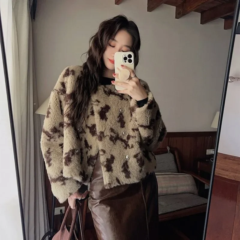 Vintage Luxe Kunstpelz Kurzmantel Damen 2024 Neuer Modetrend Koreanischer Stil Herbst Winter Plüschjacke Lose Lässige Ästhetik