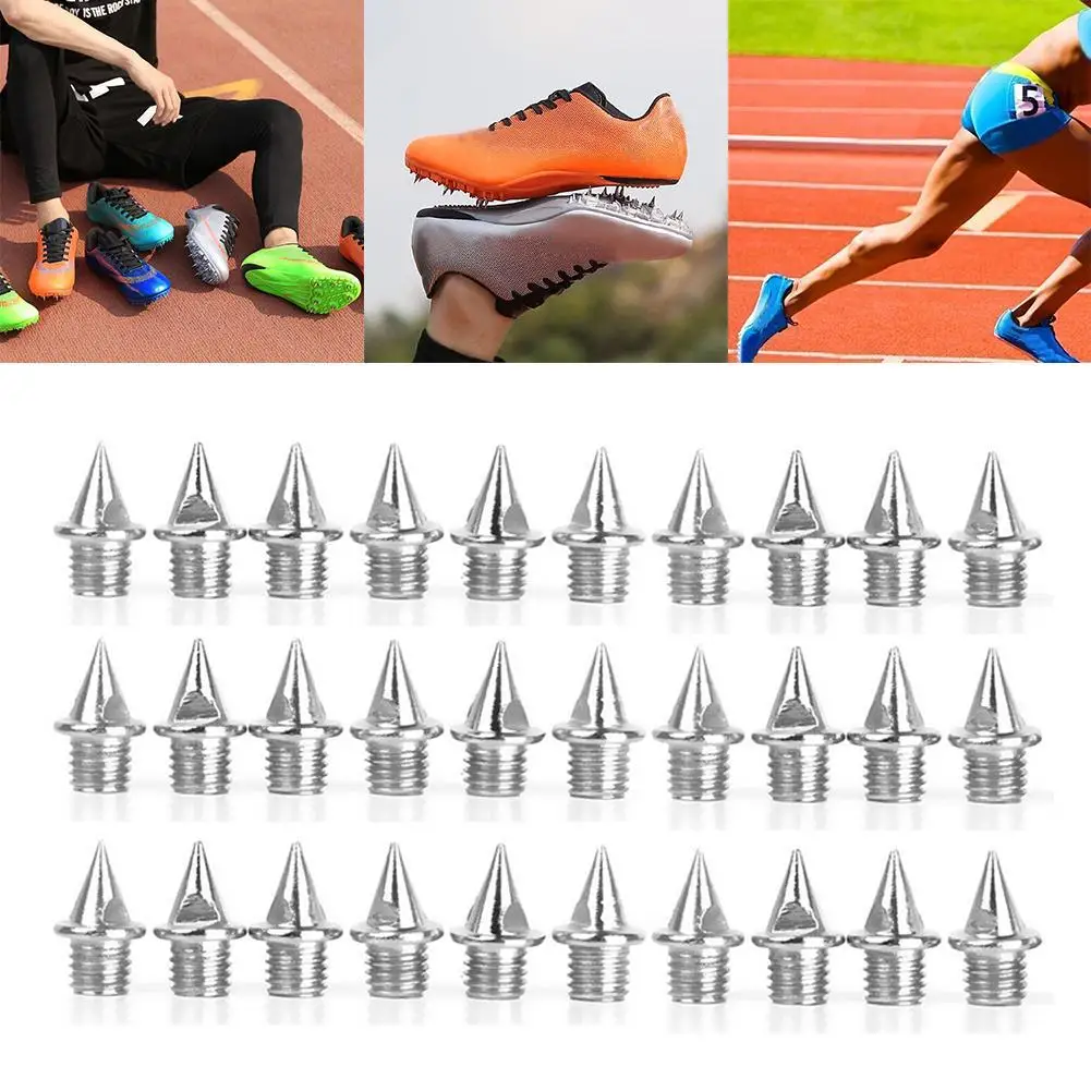 30 Pieces Silver Athletic Replacement Running Shoes 7mm Steel Track Short Spikes for Sprint Sports Sprint Shoes