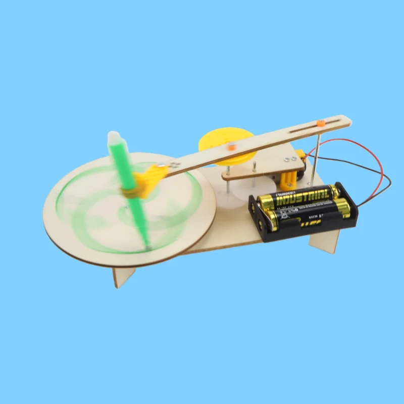DIY Creative wooden electric plotter Drawing Robot STEM Kids Model Automatic Painting Science Electronics Kits Experiment