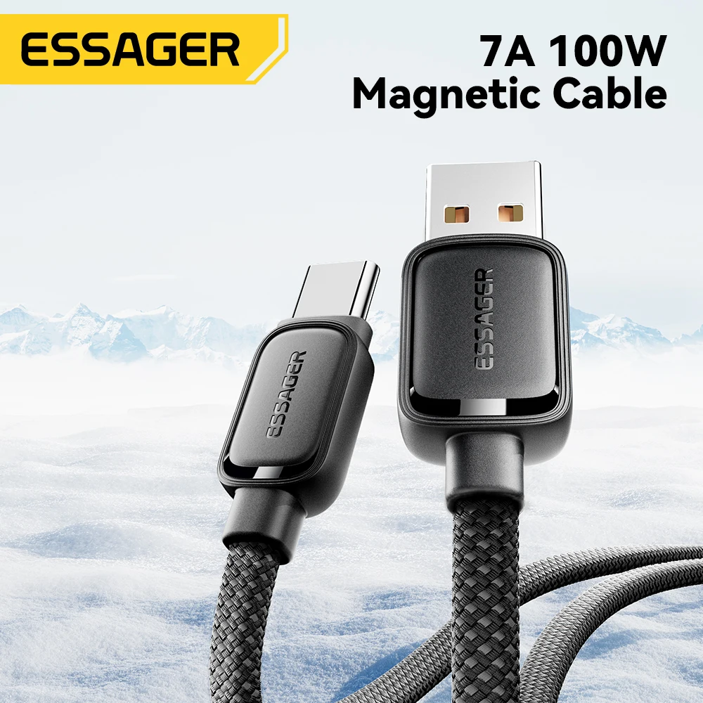 Essager 7A Magnetic Fast Charger Cable USB A To Type C Magic Rope USBC Magnetic Cable Self Winding Cable For Vivo Oneplus OPPO