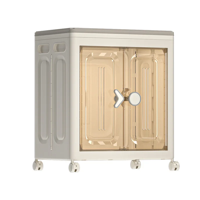 LMM Household Large Capacity Large Flip Finishing Box With Wheels Seasonal Clothing Wardrobe