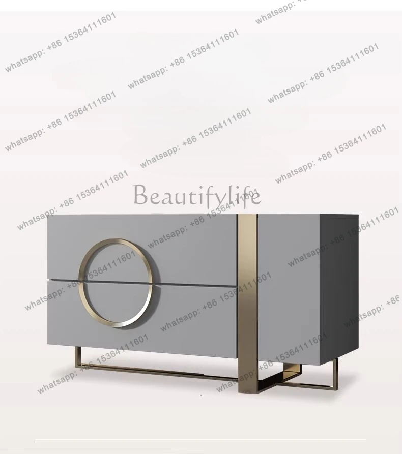 

Solid wood modern simple entrance cabinet Italian minimalist stainless steel light luxury shoe cabinet