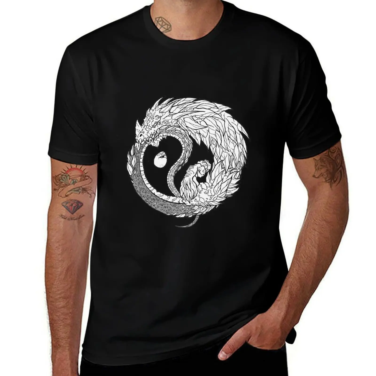 

Ying-Yang Ouroboros Dragon T-Shirt t shirt man luxury funny t shirts cotton T-Shirt
