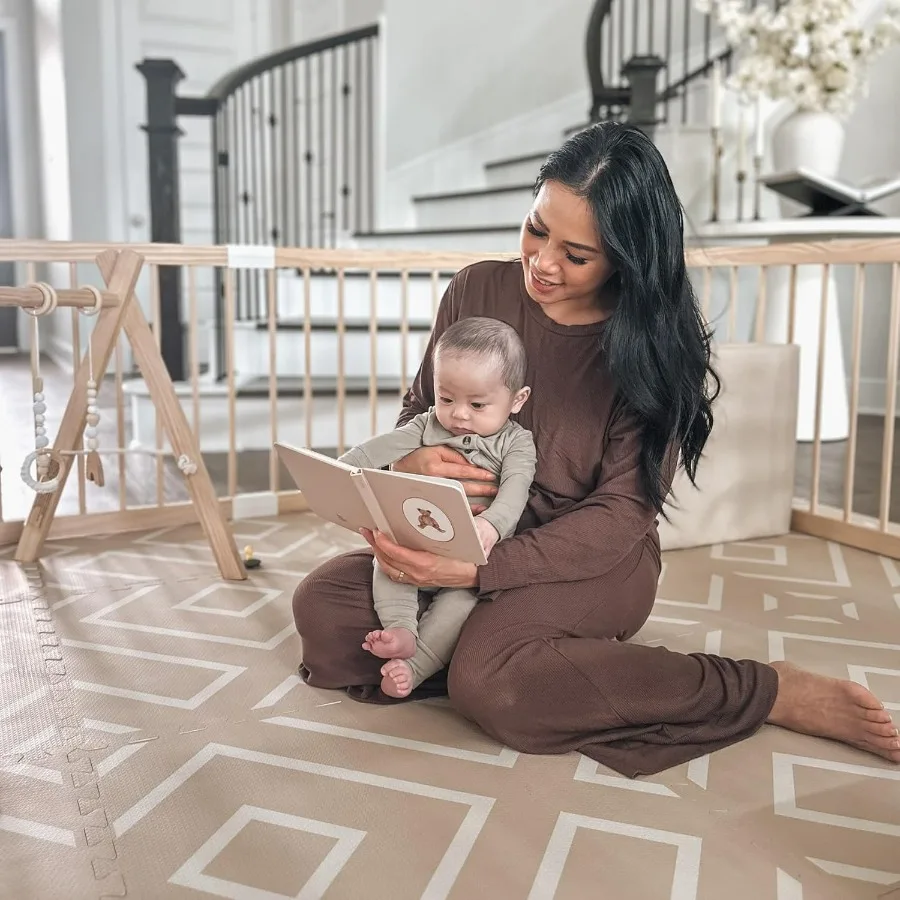 HARPPA Box per cancello per bambini per neonati e bambini piccoli Box in legno Grande recinzione per bambini Cantieri da gioco per area gioco 71,5x79,5x24 pollici