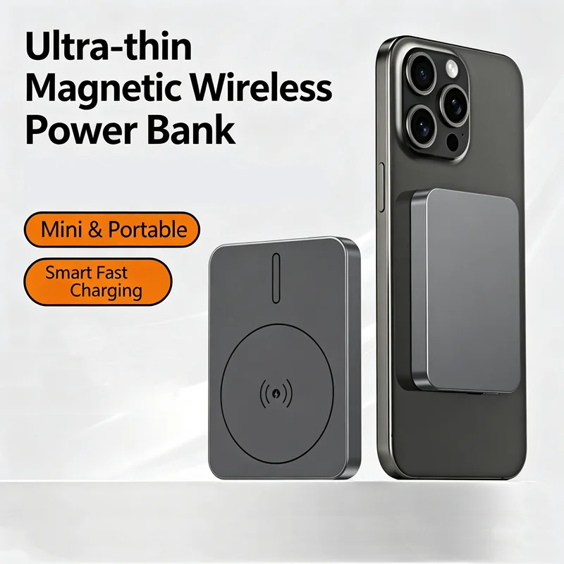 Magnetic Powerbank For iphone Samsung Mini Slim External Auxiliary Spare Battery for MagSafe Power Bank Wireless Charger
