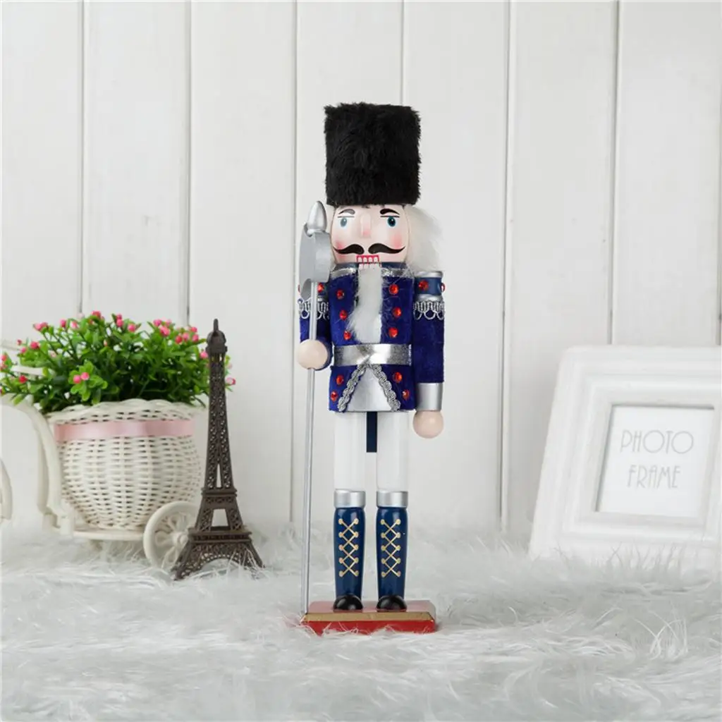 Vintage 30cm Wood Costume Nutcracker Soldier Figures Figurine Home Desktop