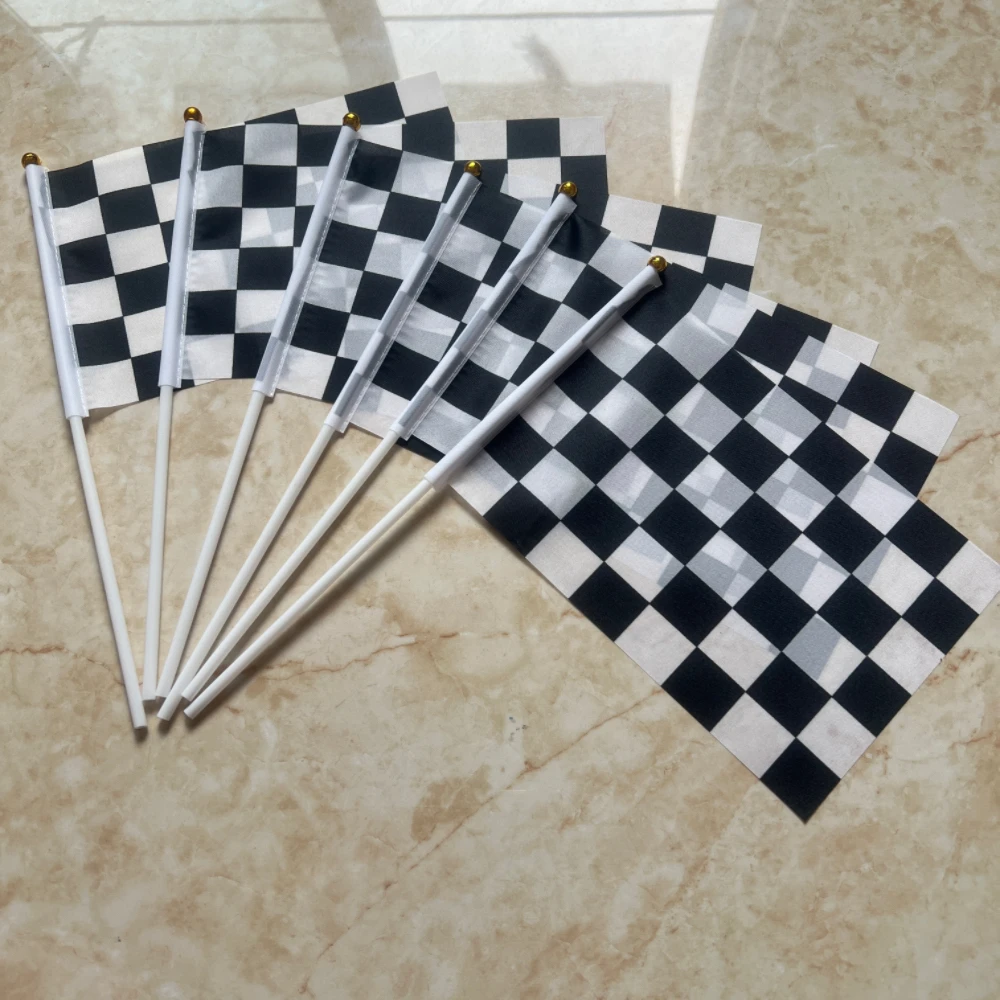 the flag man  waved the flag 14*21cm Black And White Square Hand Flag Racer Waving Racing Flags Car Starting Banners