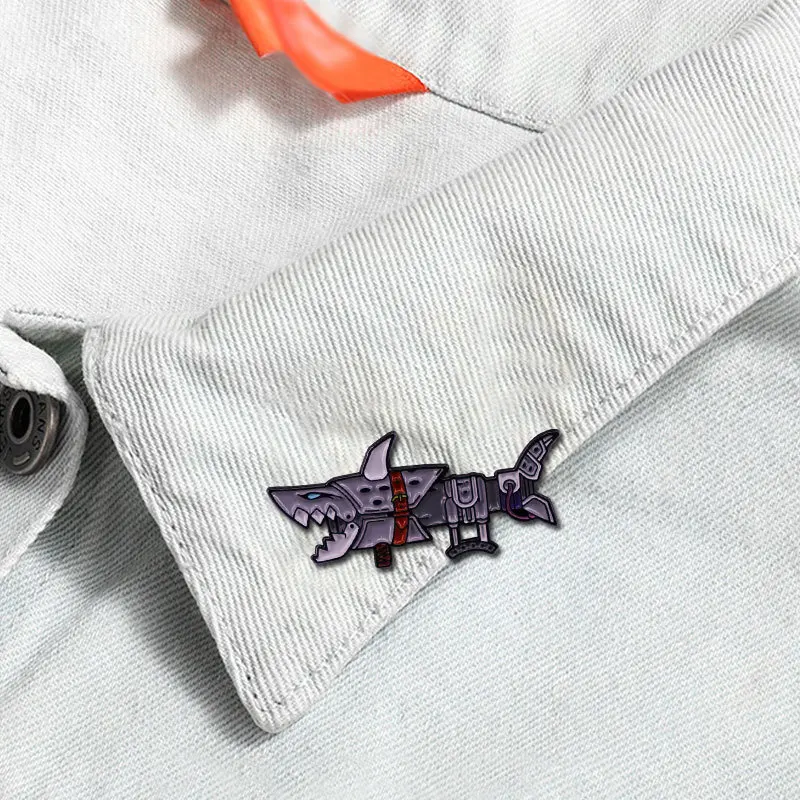 Arcane Shark Enamel Brooch Anime Jinx Pin Badge Backpack Lapel Bag Accessories Jewelry for Boys Girls Cartoon Fans