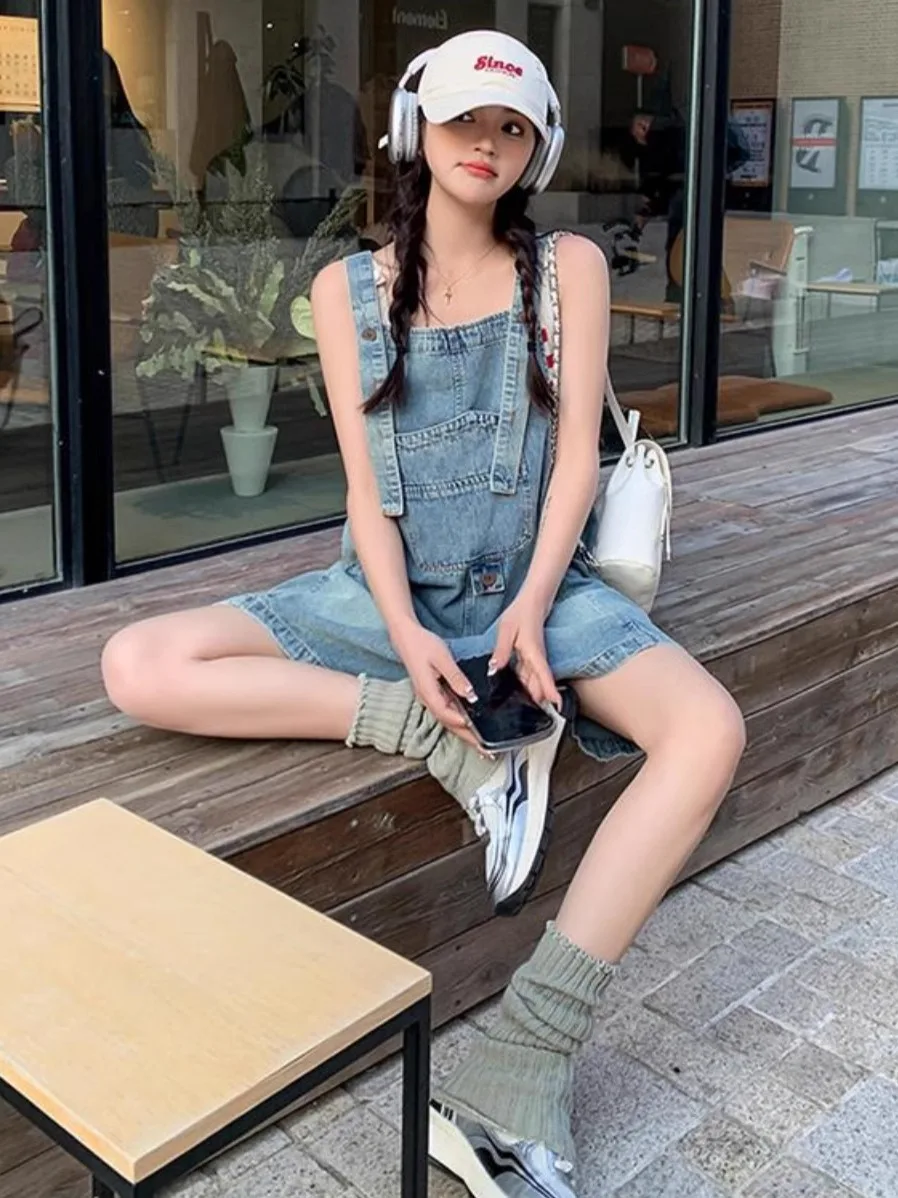 

Джинсовые комбинезоны с талией в стиле ретро, женские свободные утягивающие цельные летние модные джинсы с высокой талией, синяя ткань, другой бренд