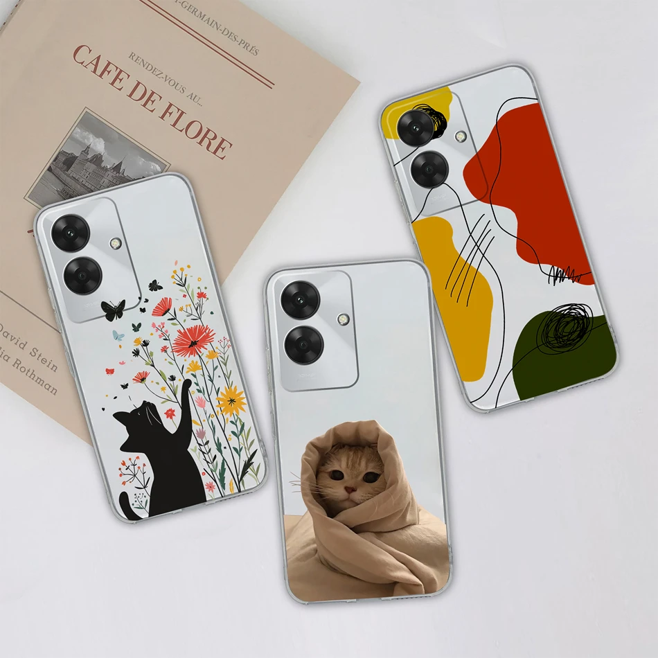 حافظة لهاتف Realme Note 60 60X Narzo N61 أنماط زهور محظوظة حافظة هاتف شفافة لهاتف Realme NarzoN 61 Note60 غطاء من السيليكون الناعم