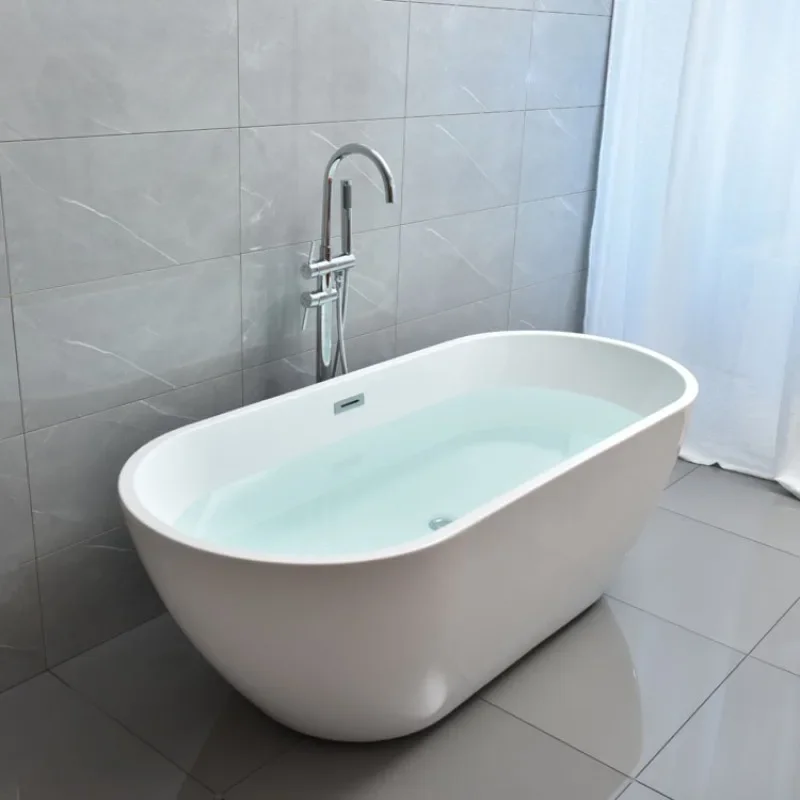 Acrylic freestanding oval egg type household 1.5 meters bathtub 1.7 meters bathtub