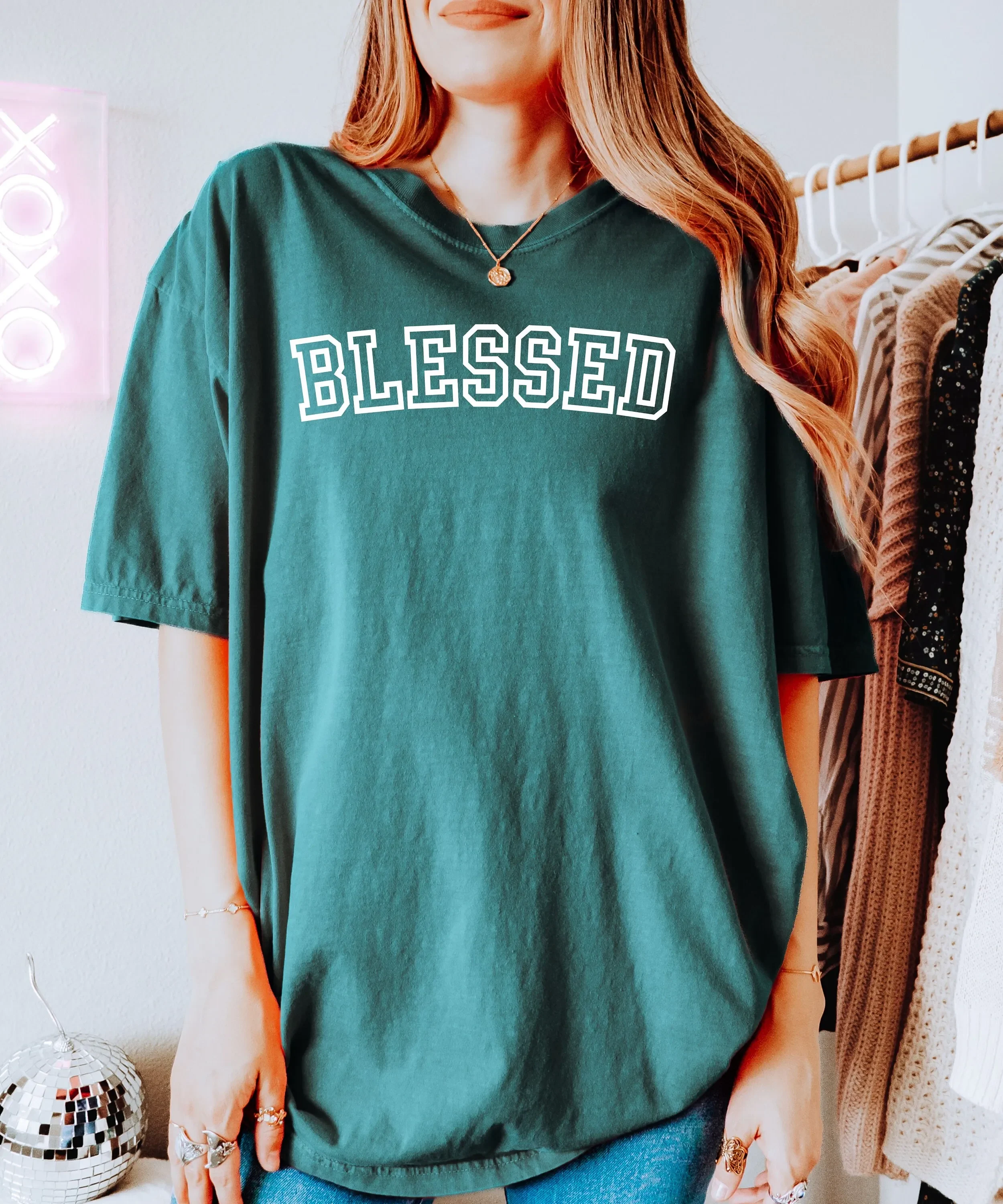 Blessed Varsity Font Heavy Weight Comfort Colors T Shirt
