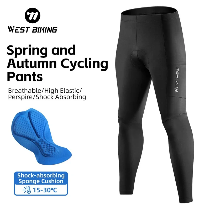 WEST BIKING pantaloni attillati da ciclismo primavera autunno Cool pantaloni lunghi da bici traspiranti uomo donna Pro MTB pantaloni da bicicletta