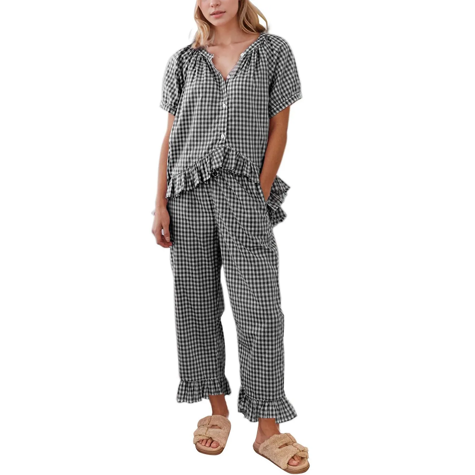 Casual Top Set Top Asymmetrical Commuter Style with Elegant Commuter Four Season Wearable Loungewear Set Long Sleeve for Women
