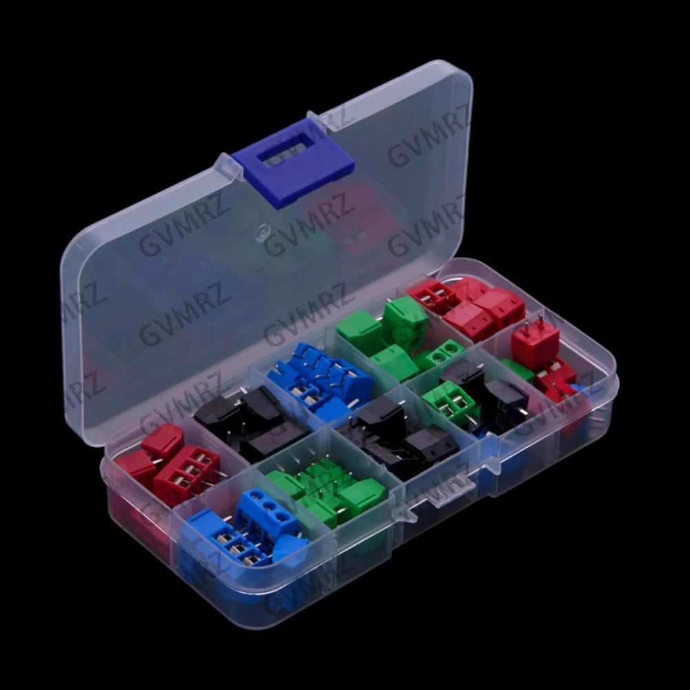 68PCS KF301-2P 3P Screw Terminal 5.0mm PCB Interlocking Terminal Connector Red Black Blue Green Black 5.0mm