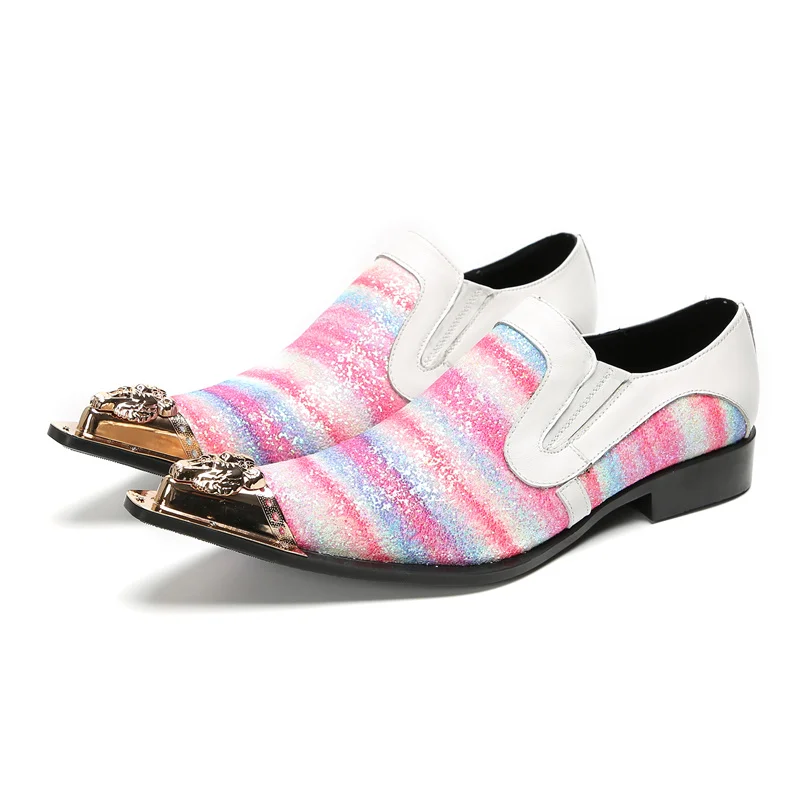 Brett Frühling Herbst Schuhe für Männer Metalle Hut Spike rosa Business Bankett Party sozialisieren Rindsleder Hochzeit Herren schuhe – Detail 21