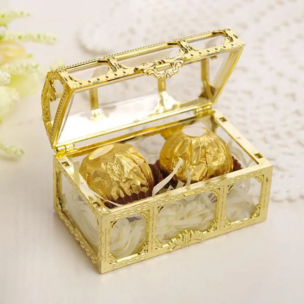 Vintage Candy Gift Box Jewelry Organizer Transparent Pirate Treasure Storage Box Trinket Jewelry Crystal Gem Trinket Box Holder