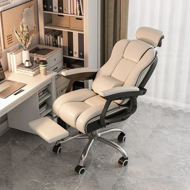 Cushion Executive Wheels Office Chair Full Body Modern Leather Comfortable Swivel Chair Recliner Silla Plegable Home Furnitures