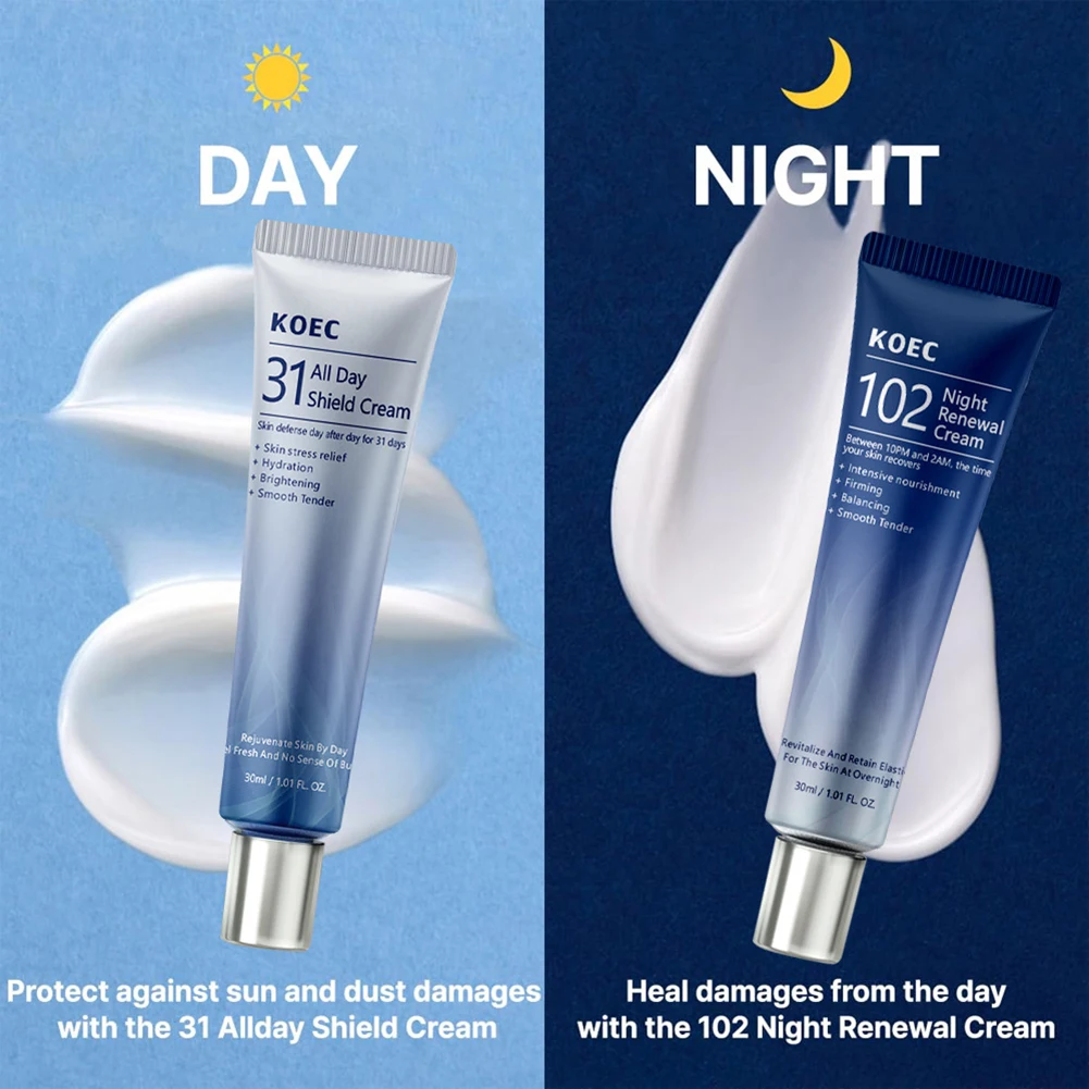 All-Day/Night Cream Set All Day Facial Treatments/Night Renewal Cream Increase Skin Elasticity Firming Cream For All Skin Types