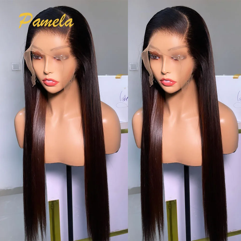 

250% Density Wear and Go Glueless Wig Ombre 1B/4 Colored 13x4 Bone Straight Transparent Lace Frontal Human Hair Wigs For Women