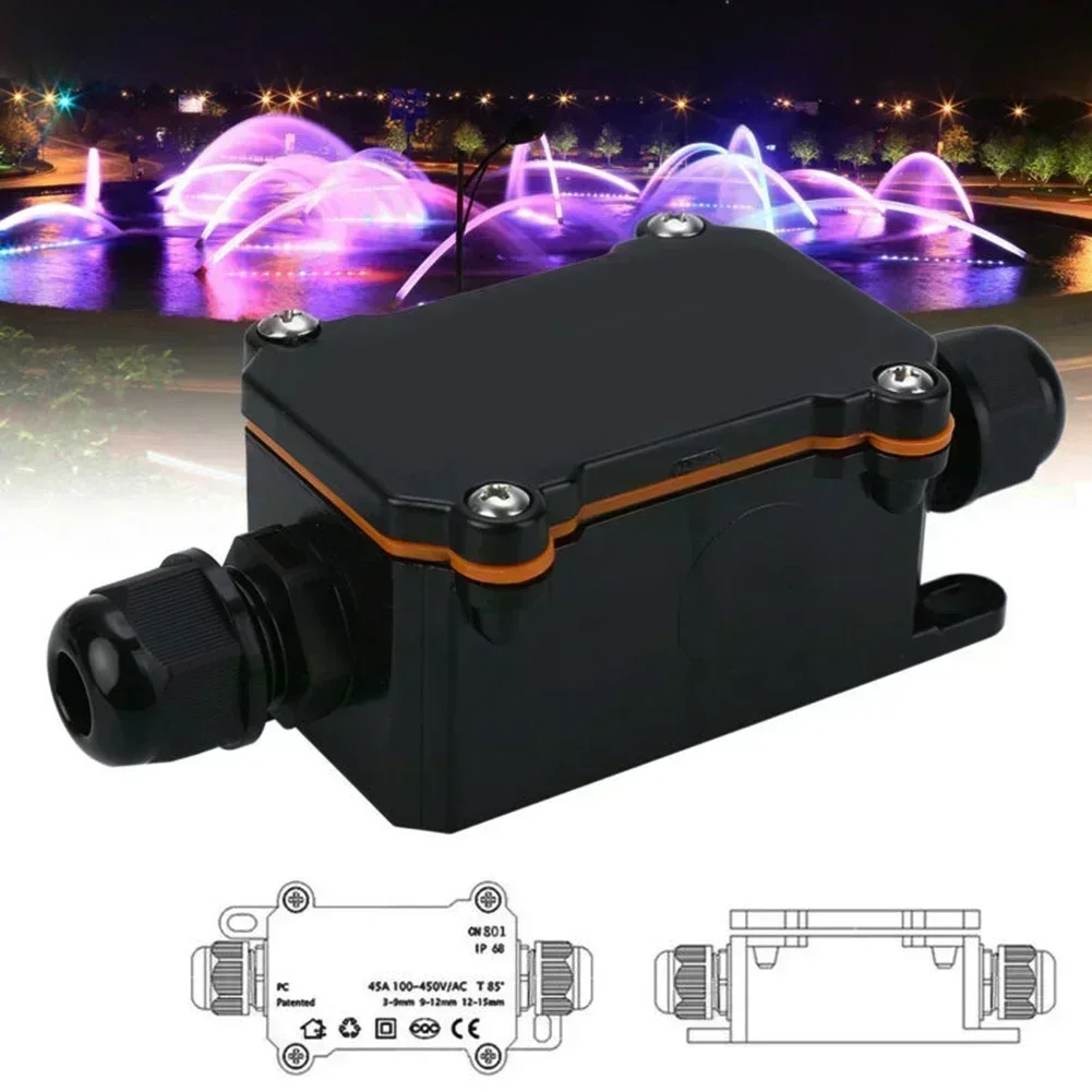 2 Way Waterproof Electrical Junction Box With Cable Wire Connector IP68 Rated PC Flame Retardant Housing PG9 Gland For Outdoor