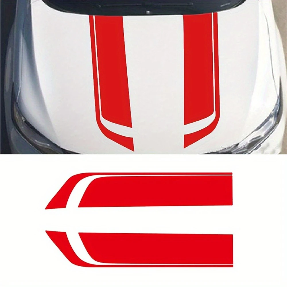 2 Stück Rennstreifen Wasserdichte Autoaufkleber Tuning für Motorhauben Kratzfeste DIY Sportliche Vinyl-Aufkleber