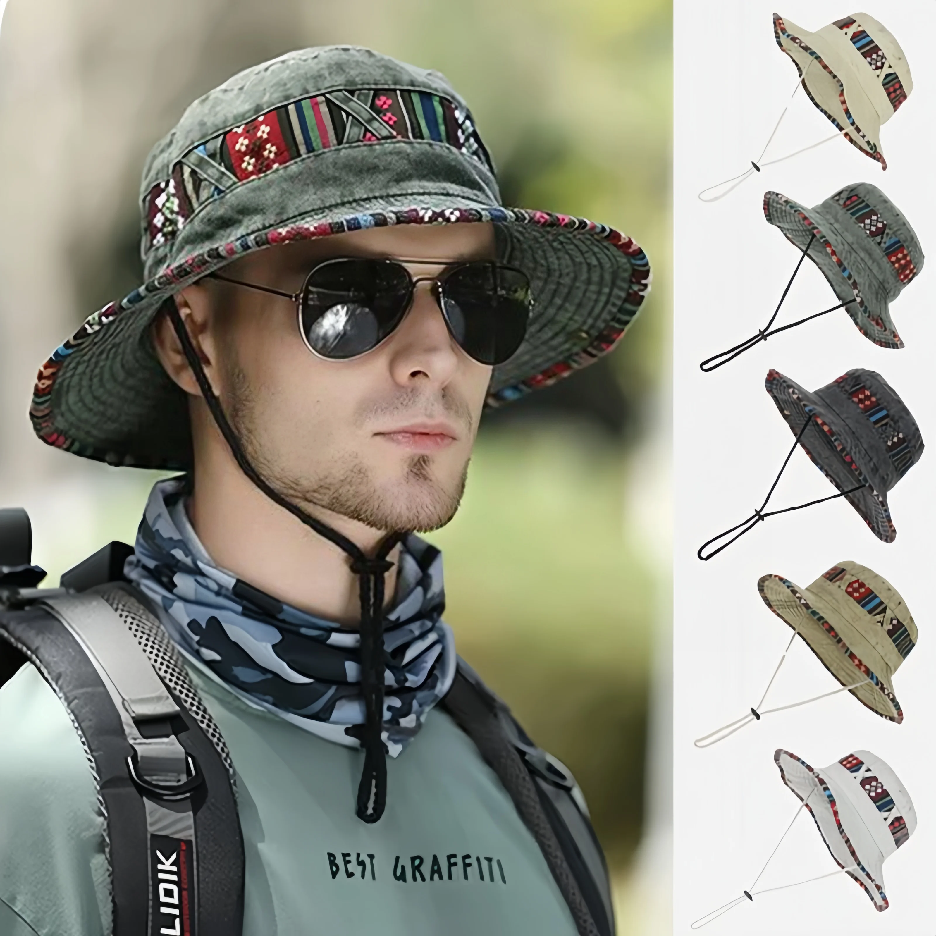 Sombrero de pesca de Montañismo vaquero, gorra táctica multicolor de pescador, gorra militar, visera solar, protector solar, nueva moda