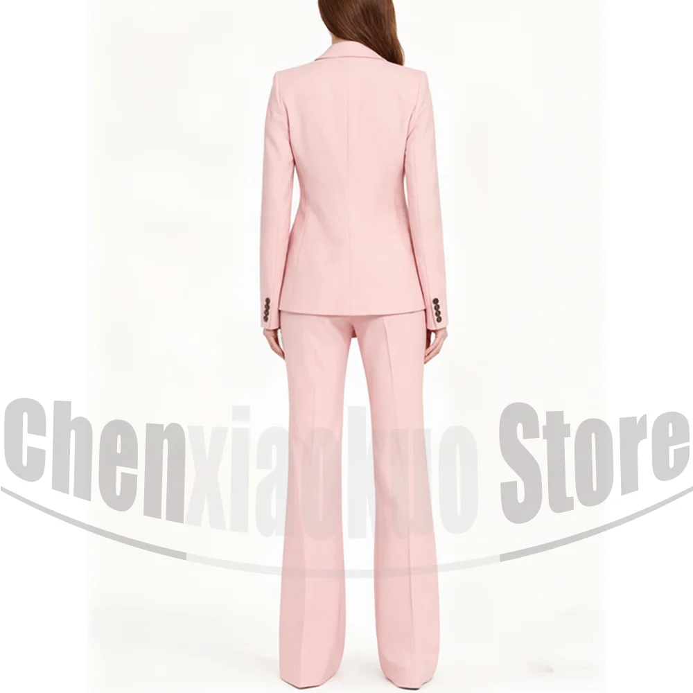 여성 정장 세트 패션 원버튼 솔리드 컬러 블레이저 팬츠 슬림 시크 우아한 프롬 파티 웨딩 의상 투피스