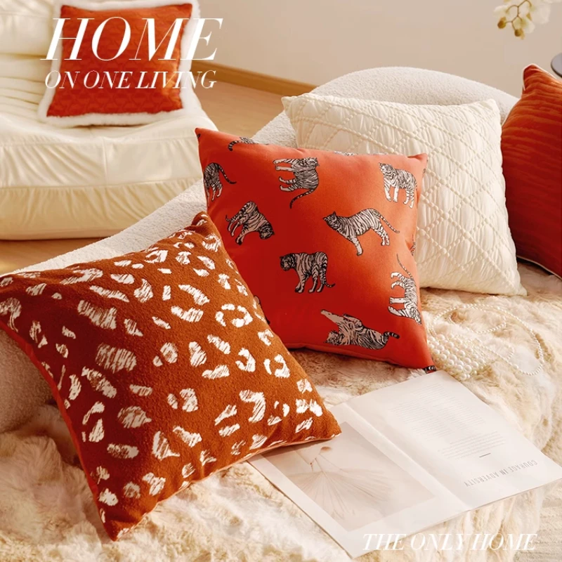 

30X50/45X45CM Orange Retro Throw Pillow Cover Medieval Luxury Stamping Waist Cushion Cover Decor Home Decorative Pillowcase