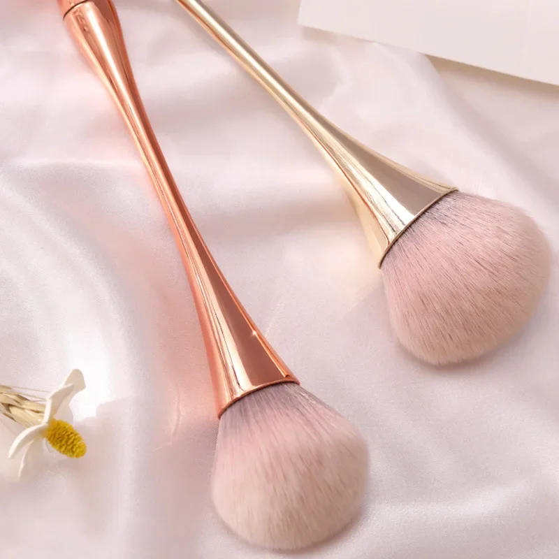 Rosa de ouro em pó blush escova profissional compõem escova grande rosto cont cosméticos rosto cont brocha colorete compõem ferramenta