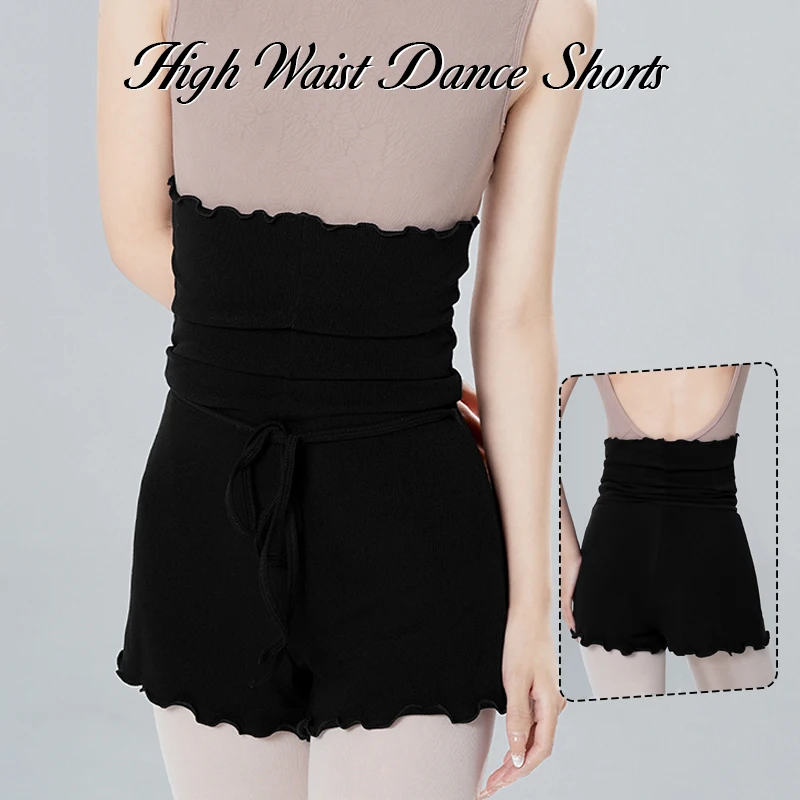 Frauen Gestrickte Taille-unterstützende Shorts Mädchen Hohe Taille Ballett Tanz Shorts Yoga Fitness Athletisch Workout Pilates Kurze Hosen