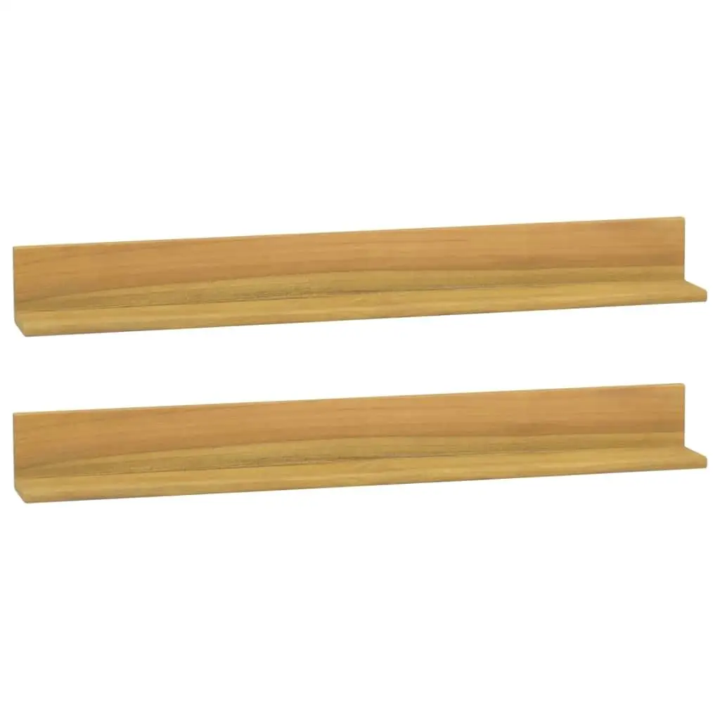 Set of 2 Teak Wood Wall Shelves 35.4x3.9x3.9 inches - Stylish Storage Solution