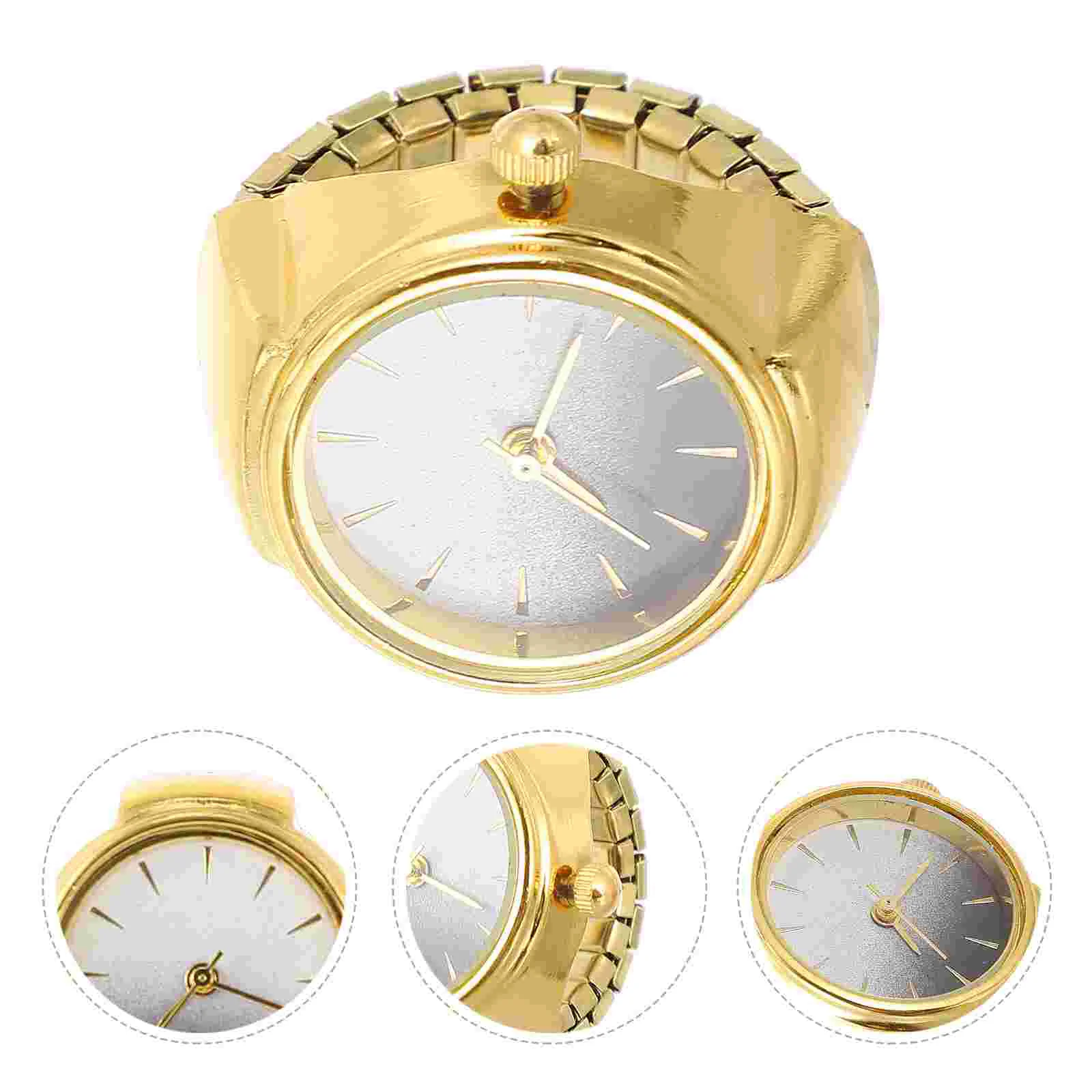 Reloj Digital Anillo Dedo Relojes Decorar Casual Elástico Dorado Cuarzo Festival Regalo Hombre Miss