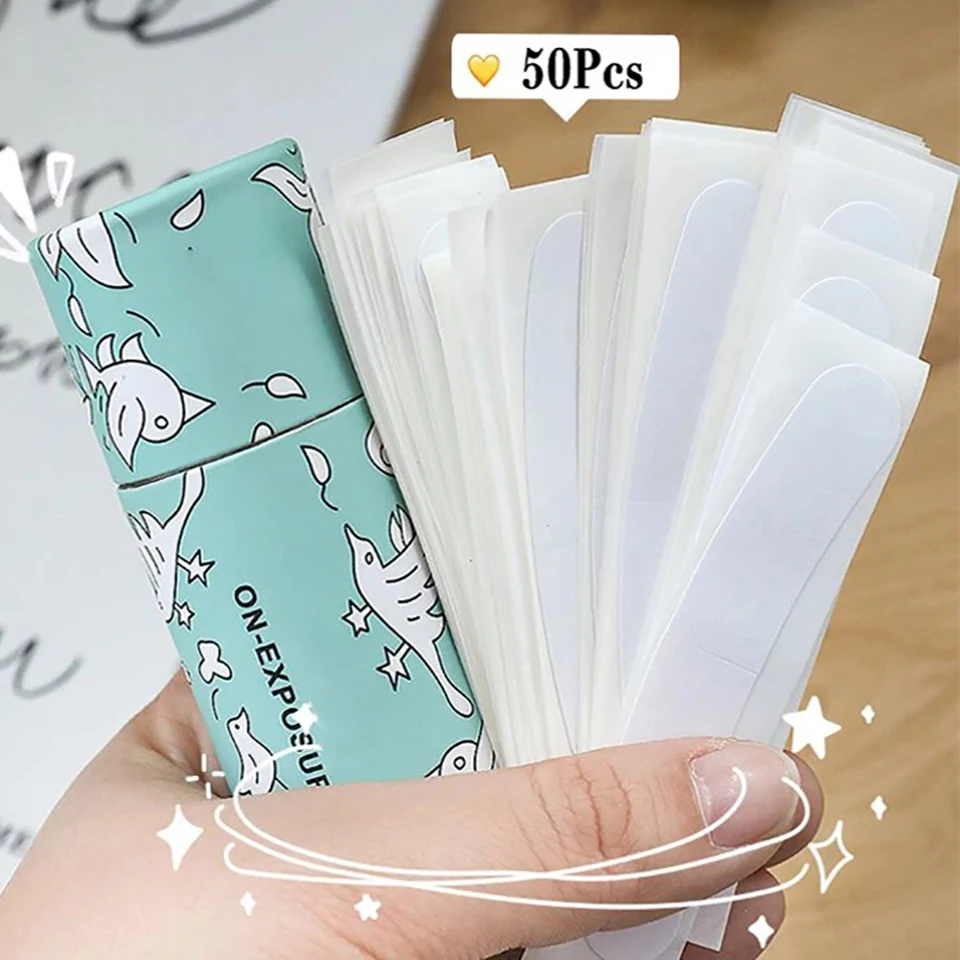 50pcs Double Sided Lingerie Clothes Tape Invisible Transparent Clothing Body Clear Tape Easy Tear Off For Women For Dress